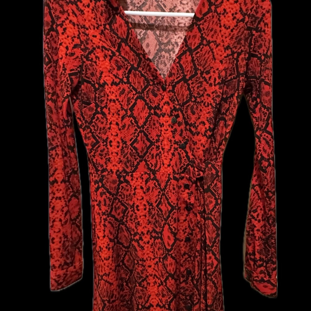 Red and Black Snake Print Dress